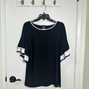 Coco Bianco Black and White Boxy Ruffled Blouse